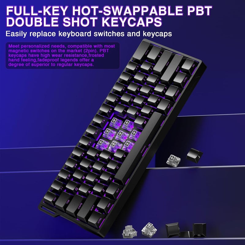 CORBOBO Aula WIN60 HE - 60% Mechanical Gaming Keyboard Wired, Magnetic Switch Hot Swappable, Adjustable Actuation Rapid Trigger Mode, 8000 Hz Polling Rate, RGB Small Keyboard 60 Percent Compact Design for PC - Image 5